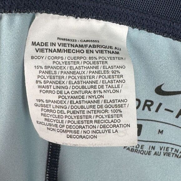 Nike Power Crop Racer Leggings Women Medium Blue Navy Wicking Dri-Fit Zip Pocket - Picture 8 of 9